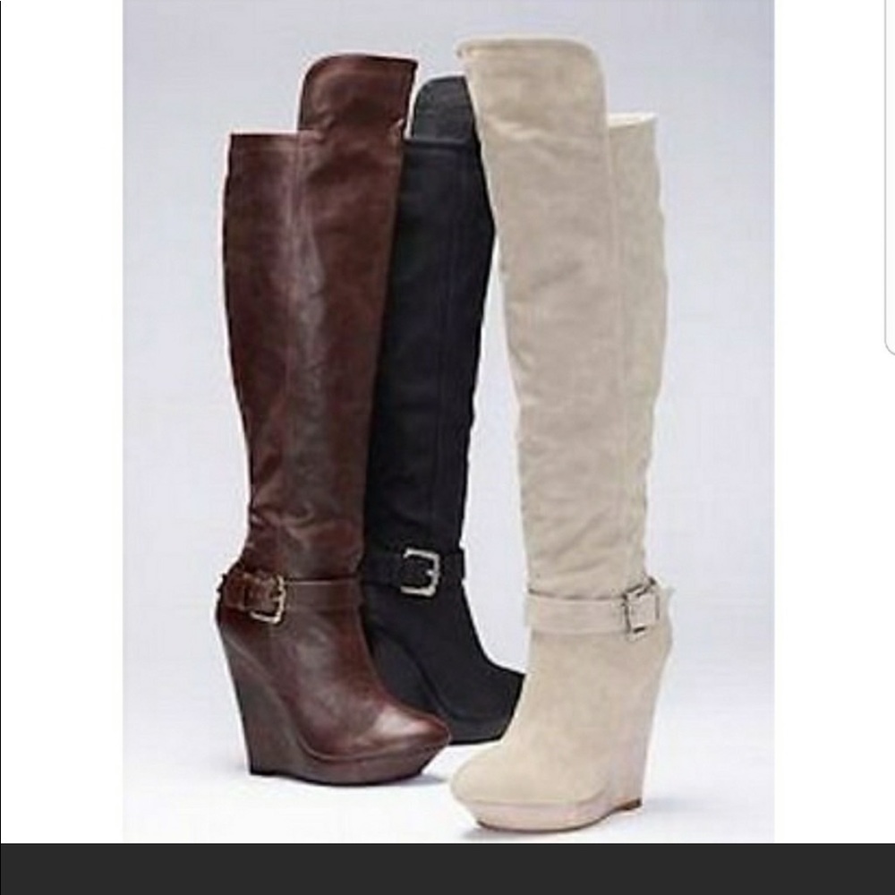 Colin Stuart brown knee high boots